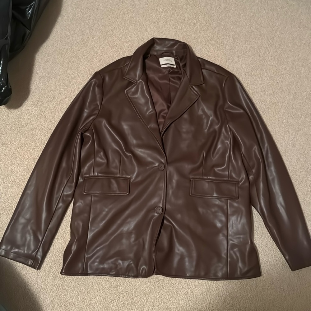 Urban outfitters brown leather blazer jacket